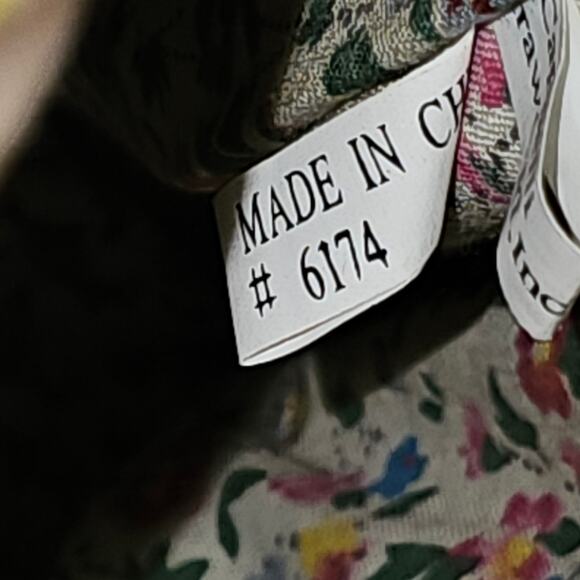 Vintage Cappelli Straw Handbag Wood Handles Floral Lined Woven Purse Cottagecore - Picture 11 of 11